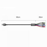 Baseus Super Şarj Çoklu Şarj Kablosu 4in1 120CM Type-C Micro 2X İphone Şarj Kablosu Akım Korumalı 