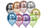 BALON METALİK KROM KARIŞIK RENK İYİKİ DOĞDUN (SİYAH BASKILI) 10'LU