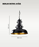 Berlin Retro Avize Siyah / Metal - E27 Duylu