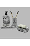 Marble Serisi Sıvı Sabunluk Diş Fırçalık 4'lü Set