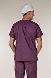 Mürdüm Üst Scrubs Terrycotton Doktor Hemşire Forma