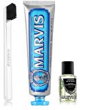 Marvis Acquatic Mint Diş Macunu 85 ml + Yumuşak Diş Fırçası + Konsantre Ağız Gargarası 30 ml