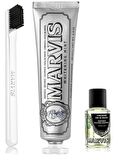 Marvis Whitening Mint Diş Macunu 85 ml + Yumuşak Diş Fırçası + Konsantre Ağız Gargarası 30 ml