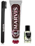 Marvis Black Forset Diş Macunu 75 ml + Orta Sert Diş Fırçası + Konsantre Ağız Gargarası 30 ml