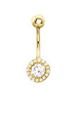 Taşlı Yuvarlak Altın Göbek Piercingi