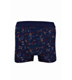 NİVEMESHOME 4480 ERKEK LYCRALI  COTTON BOXER LACİVERT ZİGZAG DESENLİ L BERRAK