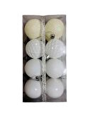 YILBAŞI BEYAZ TOP AĞAÇ SÜSÜ 5 CM KARMA SET 16'LI