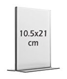 10,5x21 cm T tipi Dikey Şeffaf Föylük Menü Broşür Etiket Fotoğraflık Masaüstü Stand Sehpa Sunum