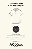 Erkek Lacivert %100 Pamuk Kıvrılmaz Yaka Slim Fit Dar Kesim Polo Yaka Kısa Kollu Tişört