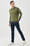 Erkek Lacivert Slim Fit Dar Kesim Pamuklu Esnek Chino Pantolon