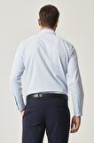 Erkek Mavi Tailored Slim Fit Dar Kesim Klasik Gömlek Yaka Armürlü Gömlek