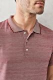 Erkek Bordo Slim Fit Dar Kesim Polo Yaka Kısa Kollu Tişört