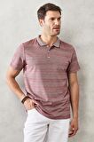 Erkek Bordo Slim Fit Dar Kesim Polo Yaka Kısa Kollu Tişört
