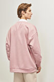 Erkek Gül Kurusu Oversize Bol Kesim Bisiklet Yaka Düz Sweatshirt