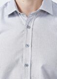 Erkek Beyaz-siyah Slim Fit Dar Kesim Klasik Yaka Armürlü Beyaz-siyah Gömlek