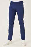 Erkek Indigo Kanvas Slim Fit Dar Kesim %100 Pamuk 5 Cep Pantolon