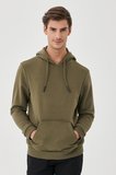 Erkek Haki Standart Fit Normal Kesim Kapüşonlu Sweatshirt