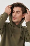 Erkek Haki Standart Fit Normal Kesim Kapüşonlu Sweatshirt