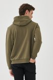 Erkek Haki Standart Fit Normal Kesim Kapüşonlu Sweatshirt