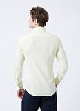 Erkek Sarı Slim Fit Dar Kesim Düğmeli Yaka %100 Pamuk Flamlı Gömlek