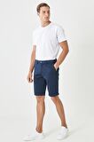 Erkek Lacivert Slim Fit Dar Kesim Armürlü Sort
