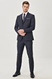 Erkek Antrasit Slim Fit Dar Kesim Yelekli Desenli Takım Elbise