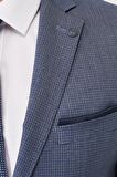 Erkek Lacivert-mavi Slim Fit Dar Kesim Desenli Takım Elbise