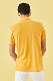 Erkek Koyu Sarı Slim Fit Dar Kesim Polo Yaka Düz Casual Tişört