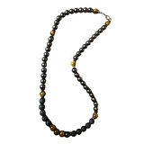 Uretti - Özlem 9422 3912 El Yapımı Lav Taşı - Hematit ve Kaplan Gözü Doğal Taş Kolye