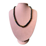 Uretti - Özlem 9422 3912 El Yapımı Lav Taşı - Hematit ve Kaplan Gözü Doğal Taş Kolye