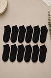 12 Çift Siyah Patik Unisex Çorap | Pamuklu, Nefes Alan, Terletmeyen