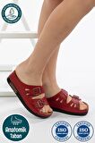Kadın Ortopedik Anatomik Tabanlı Konfor Modeli Çift Bantlı Tokalı Rahat Dışarı & Ev İçi Terliği