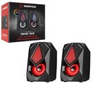 SİYAH - RGB IŞIKLI 1+1 HOPARLÖR SPEAKAER SET USB KABLO 2.0 MULTİMEDYA - 5W (2)