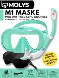 MOLYS M1 PROFESYONEL DALIŞ MASKESİ + MASKE KUTUSU + PRO FULL DRY TAM KURU ŞNORKEL + FREE DOM ANTI FOG BUĞU ÖNLEYİCİ FİLM