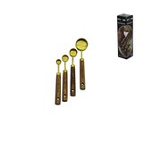 4 PCS GOLD METAL ÖLÇÜ KAŞIK SETİ OTANTİK AĞAÇ KULP 15ML - 5ML - 2.5ML - 1.25ML (2)