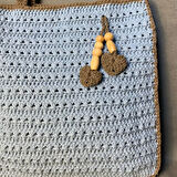 Uretti - Emine 9106 - El Örgüsü Çift Renkli Kare Kadın El Çantası - 32cm x 32cm