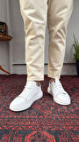 Yüksek Taban Beyaz Deri Ayakkabı