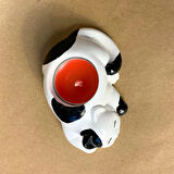Uretti - Pınar 6606 - El Yapımı Siyah - Beyaz Sevimli Kedi Tealight Mumluk - 6 x 10 cm