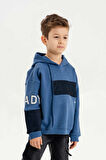 Kapüşonlu Ribanalı %100 Pamuk Üç İplik Erkek Çocuk Sweatshirt
