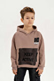 Kapüşonlu Fermuar Detaylı Üç İplik Erkek Çocuk Sweatshirt