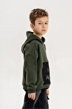 Kapüşonlu Fermuar Detaylı Üç İplik Erkek Çocuk Sweatshirt