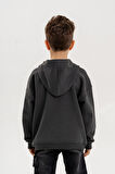 Kapüşonlu Fermuar Detaylı Üç İplik Erkek Çocuk Sweatshirt