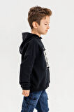 Kapüşonlu %100 Pamuk 3 İplik Erkek Çocuk Sweatshirt