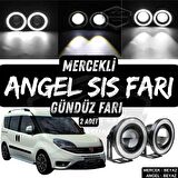 Fiat Doblo D4 2015-2021 Uyumlu Üniversal Mercekli Angel Sis Farı Metal Su Geçirmez 76 mm Beyaz Halkalı Gündüz Farı Angel Eyes 2 Adet
