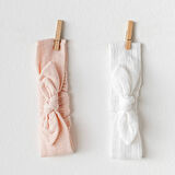 Andywawa AC25868 Müslin Home 2'Li Saç Bandı Pink White