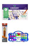 Canson 1557 Resim Defteri 35x50cm 180 Gram 15 Yaprak Giotto 36 Lı Suluboya Seti
