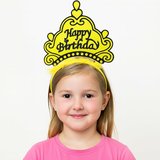 Sarı Happy Birthday Prenses Tacı – Doğum Günü Taç Aksesuarı (2)