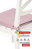 Xpermate Fermuarlı 4'lü Sandalye Minderi Su İtici Kumaş 40x40Cm Sünger Sandalye Minderi Bağcıklı Pembe