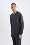DeFactoFit Standart Fit Bisiklet Yaka Sporcu Uzun Kollu Basic Düz Tişört D1894AX24AUAR231