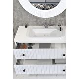SOLARİS 120 CM BEYAZ LAVABOLU BANYO DOLABI  BEYAZ AYAKLI - BOY DOLAP HARİÇ